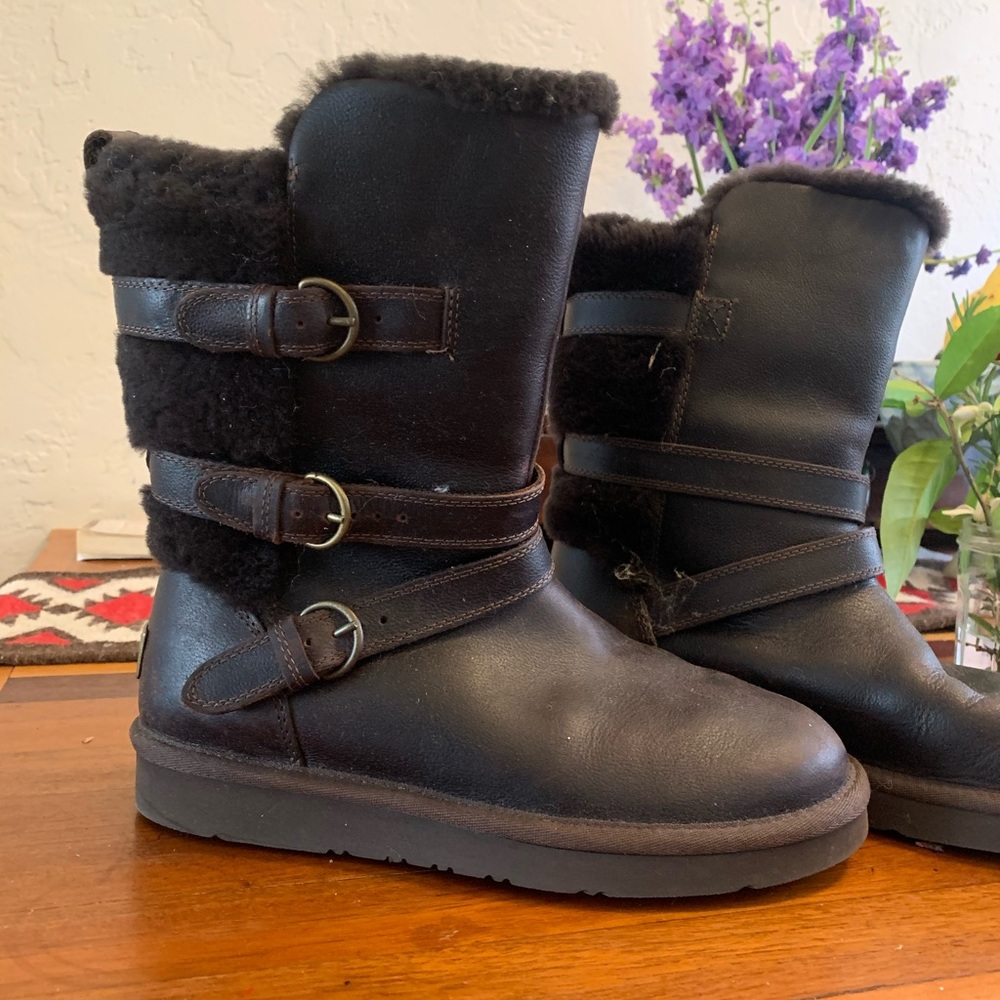 UGG SHEARLING Leather Brown Boots